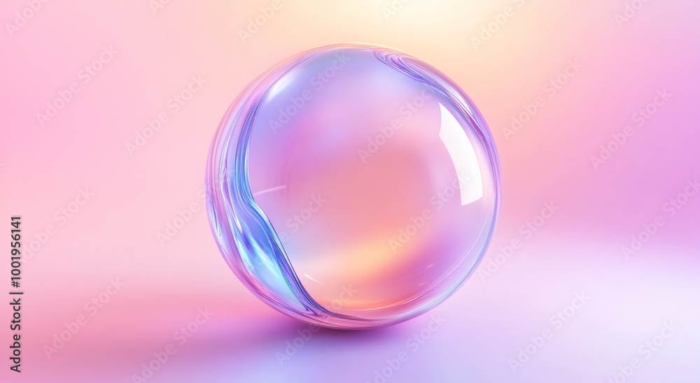 3D render of an abstract glass sphere with a gradient background
