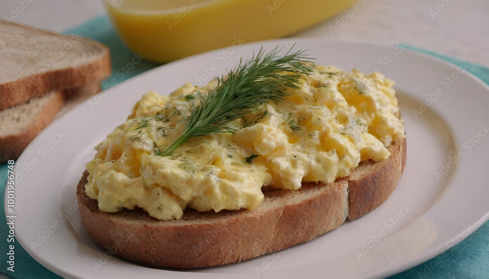 scrambled eggs on sourdough toast with dill scrambled eggs on sourdough toast with dill