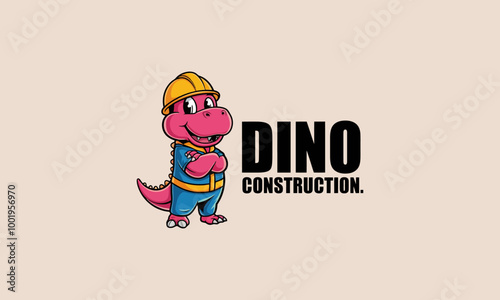 Cute dinosaur dressed for construction work.