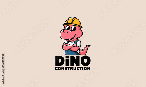 Cute dinosaur dressed for construction work.