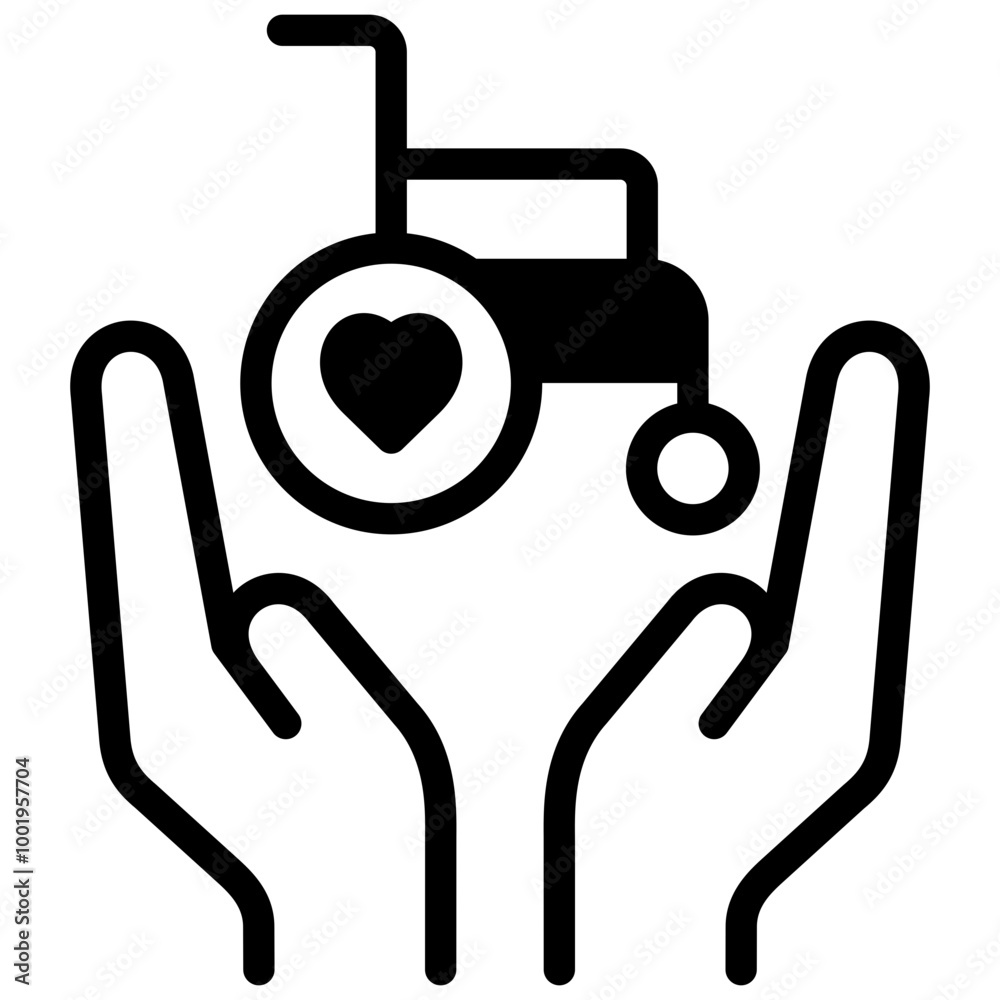 Obraz premium wheel chair icon illustration design with solid