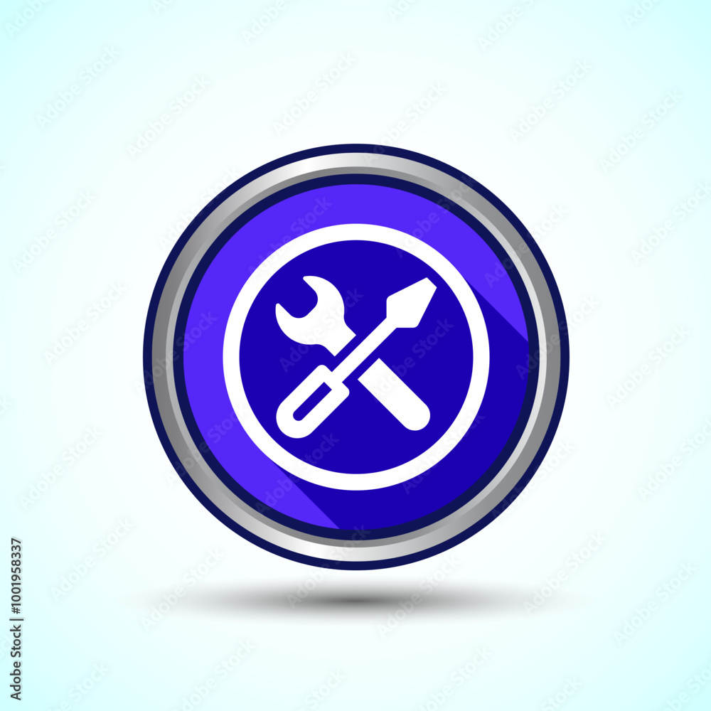 Service Icon Design Illustration, Maintenance Tools Icon For Apps and Websites, Blue Shadow Button Design Service Icon Design Illustration, Maintenance Tools Icon For Apps and Websites, Blue Shadow Button Design