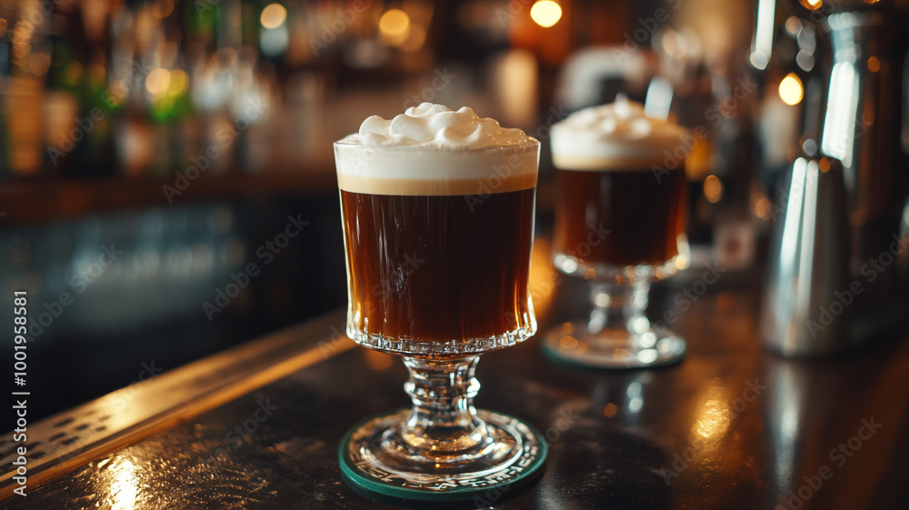 Celebrating National Bartender Day with coffee cocktails at a cozy bar in the evening