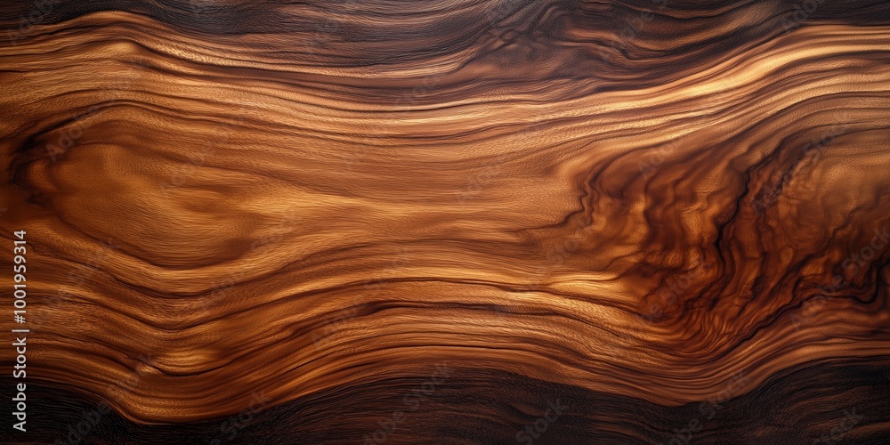 Fototapeta premium A wooden surface with a grain pattern and a few holes. The wood is brown and has a natural texture.