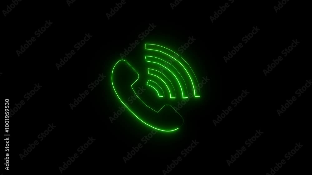 Neon Incoming call ring icon background black Screen animation of phone call icon. Glowing Calling icon concept animation. Neon Incoming call ring icon background black Screen animation of phone call icon. Glowing Calling icon concept animation.
