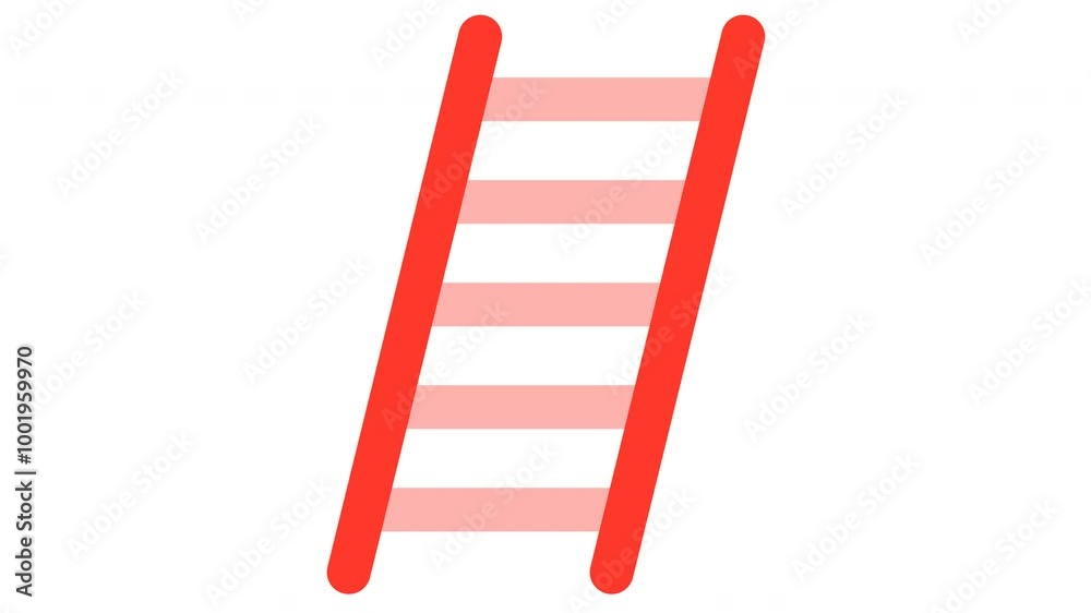 Red ladder with five steps, white background. Suitable for business concepts, growth, success, achievement, progress, and reaching goals visually. Red ladder with five steps, white background. Suitable for business concepts, growth, success, achievement, progress, and reaching goals visually.