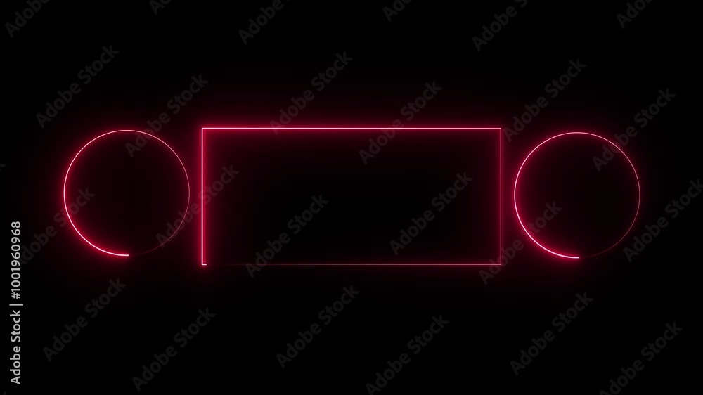 the neon two circle and one rectangle icon animation ,