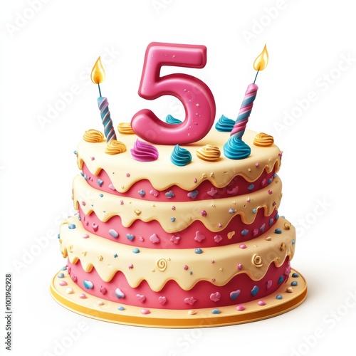 5 year birthday cake with candles