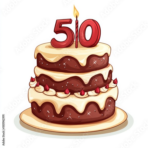 50 birthday cake isolated on white
