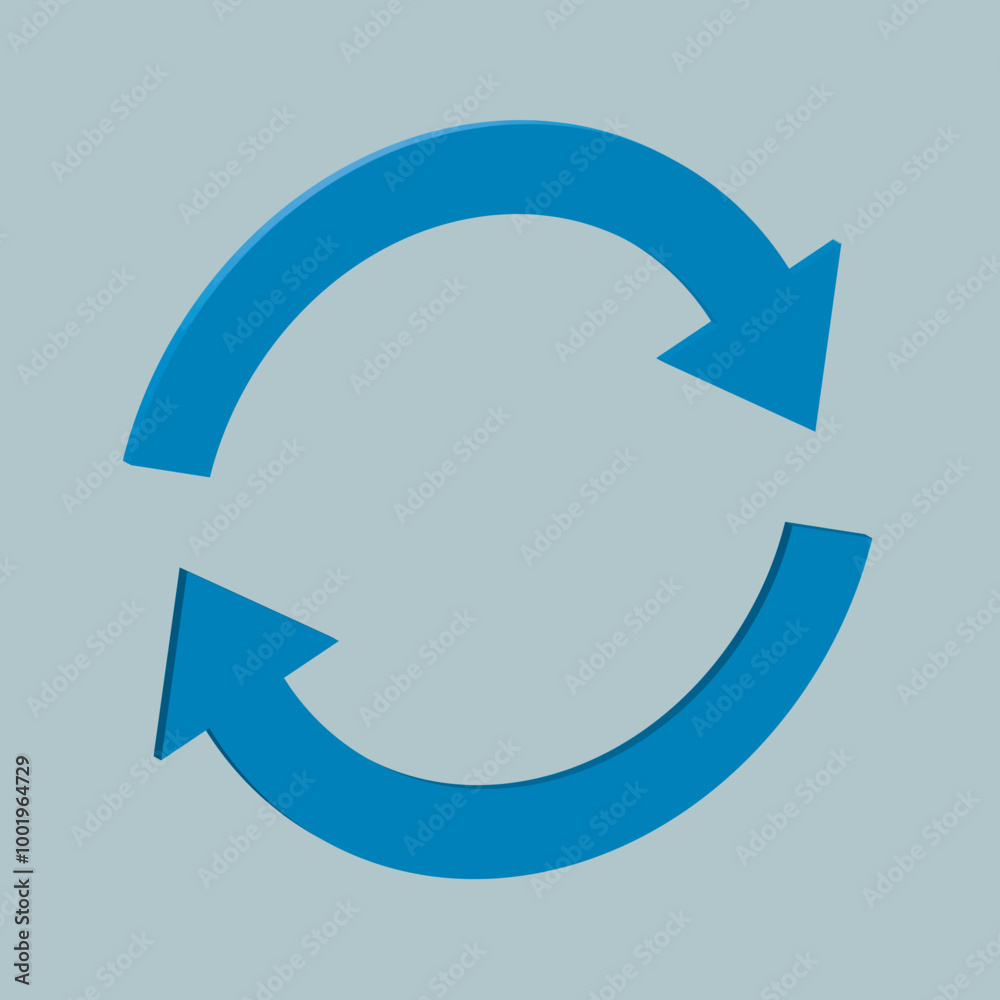 Two arrows icon, update symbol. 3d blue glass update, refresh icon, 3d rendering. Two arrows icon, update symbol. 3d blue glass update, refresh icon, 3d rendering.