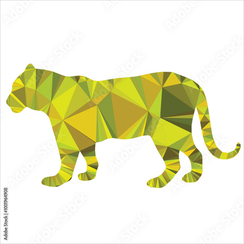 Vector of Tiger Silhouette with low poly illustration in white background