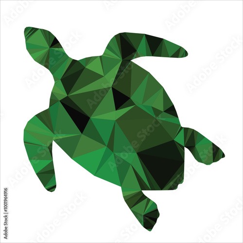Vector of Turtle Silhouette with low poly illustration in white background