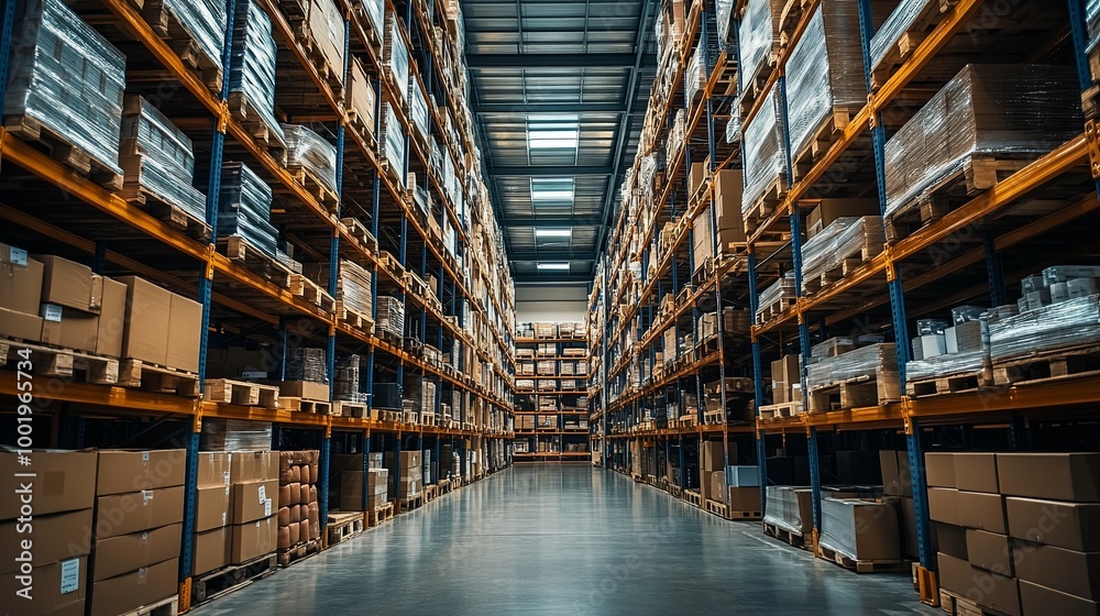 Endless Rows of Cardboard Boxes in a Warehouse Storage Facility Endless Rows of Cardboard Boxes in a Warehouse Storage Facility
