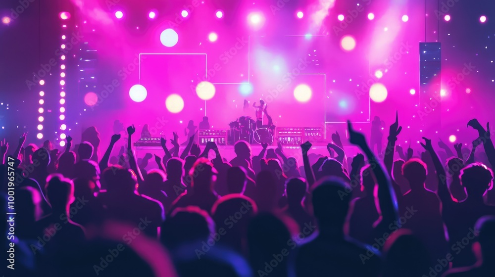 A party in full swing, with joyful people dancing to DJ music in a club illuminated by neon lights and projector effects. A party in full swing, with joyful people dancing to DJ music in a club illuminated by neon lights and projector effects.