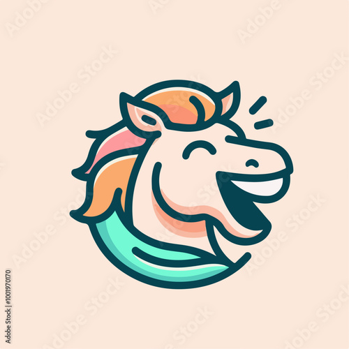 Vector Illustration of the laughing horse isolated