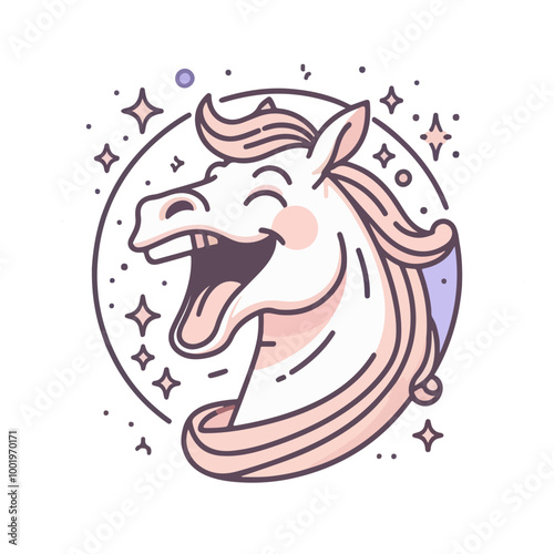 Vector Illustration of the laughing horse isolated