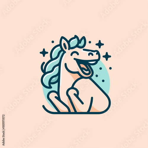 Vector Illustration of the laughing horse isolated