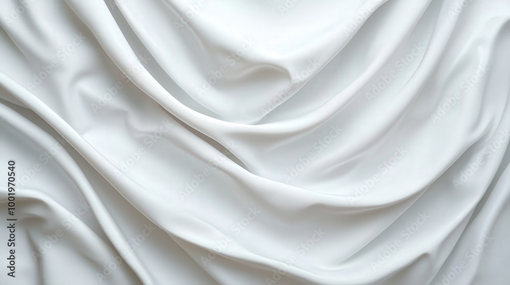 Obraz premium White Fabric Drape Smooth Wrinkled Texture Background Textile Design Abstract Minima