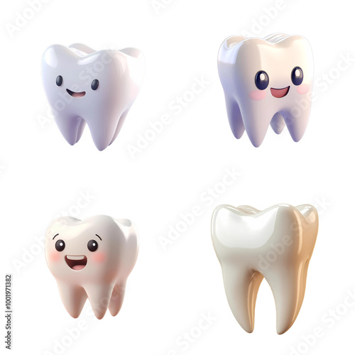 Tooth 3d icon cartoon style floating on transparency background.