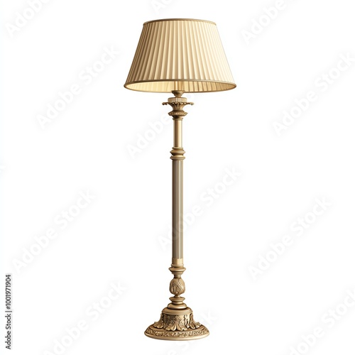 Elegant floor lamp with a pleated shade, perfect for enhancing home decor and providing soft lighting.
