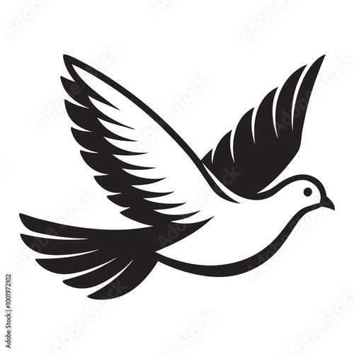 Flying dove bird silhouette vector illustration