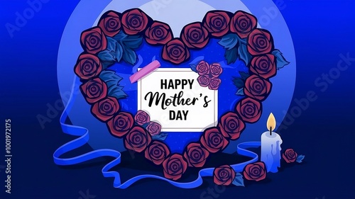 Heartfelt Mother's Day Decor with Roses, Candle, and Loving Message