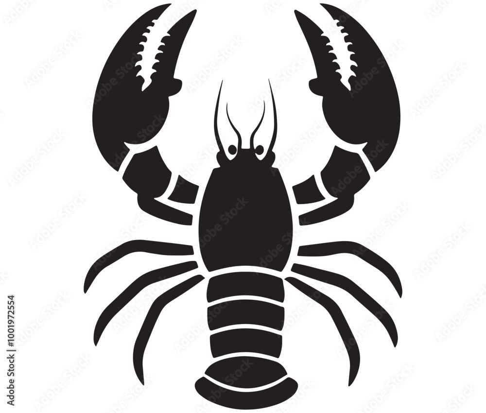 Fototapeta premium Lobster Silhouette Vector, Shrimp silhouette, Fish vector