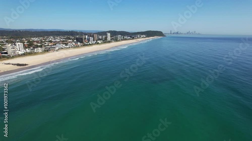 Seascape And Suburbs Of Palm Beach In Gold Coast, Queensland, Australia - Aerial Shot photo