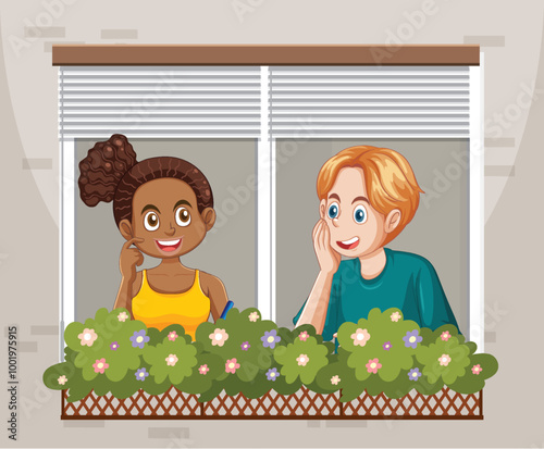 Friends Chatting by the Window