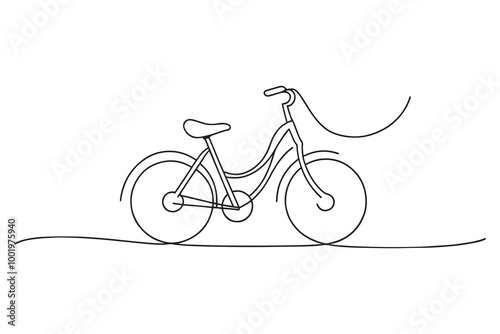 Bike Share Program Transport isolated continuous line art flat vector illustration on white background.