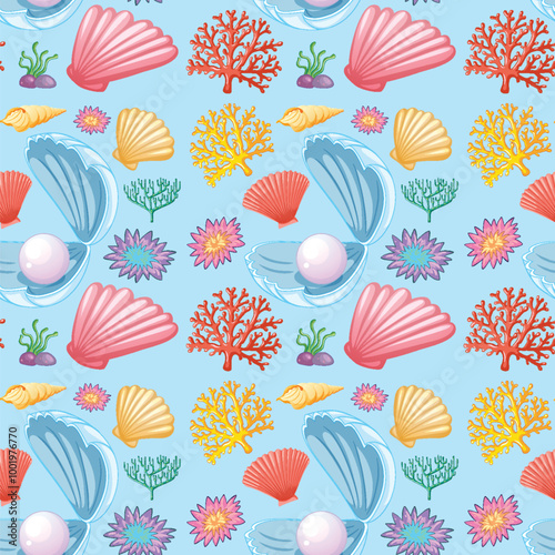 Colorful Seashells and Marine Life