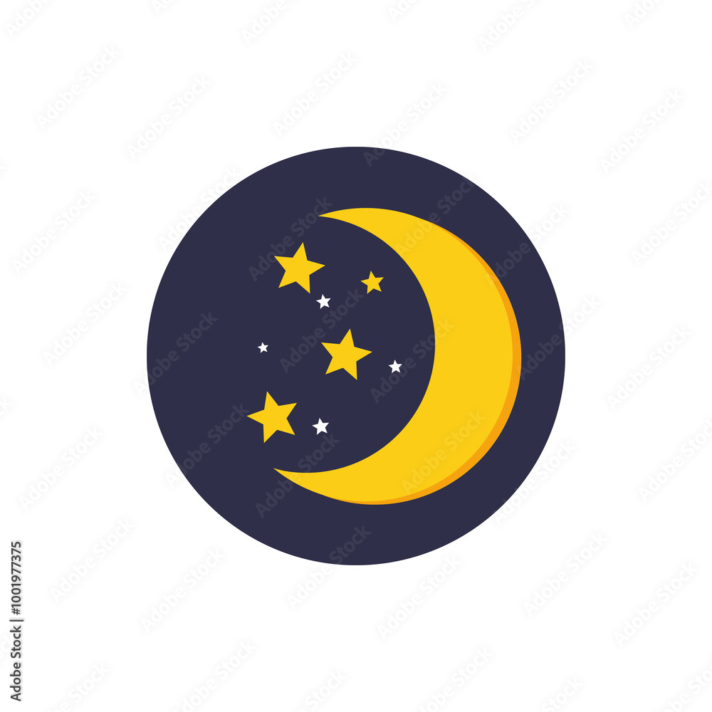 Moon Icon In Circle Button. Icon for Website or Mobile Phone Moon Icon In Circle Button. Icon for Website or Mobile Phone