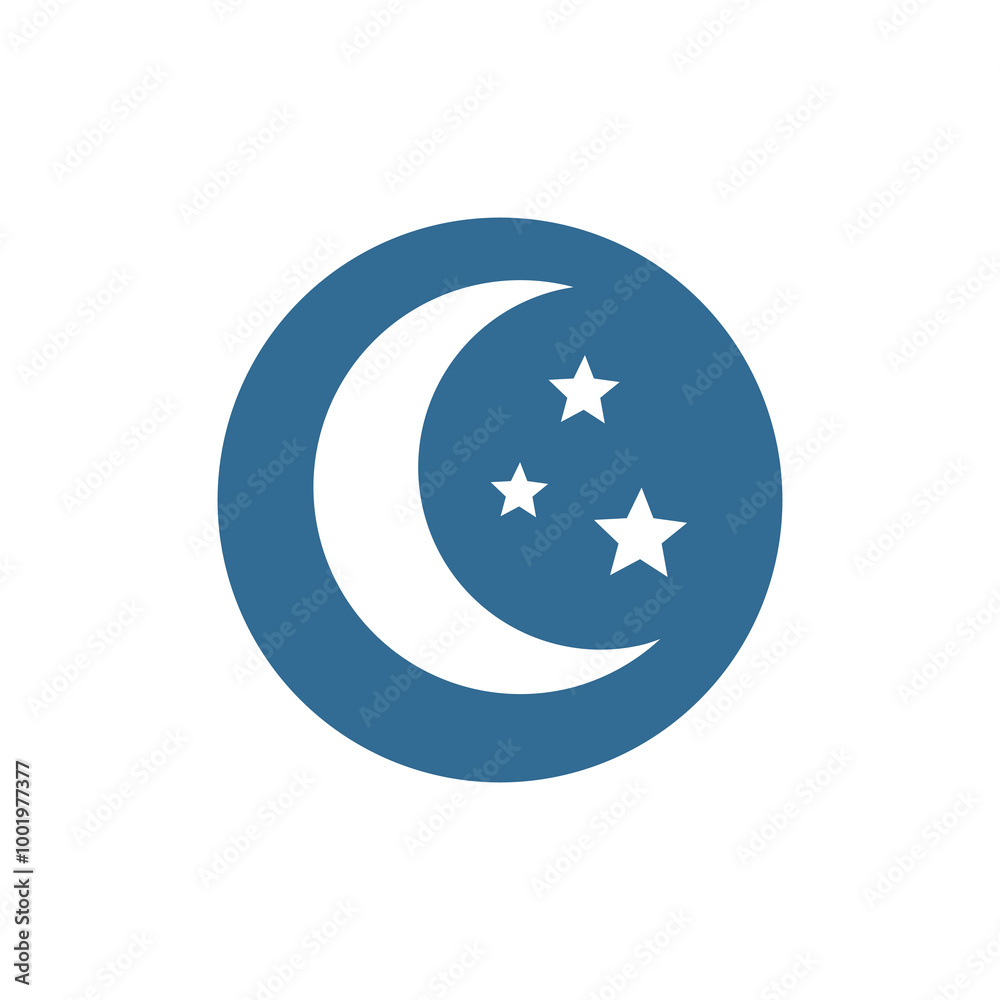 Moon Icon In Circle Button. Icon for Website or Mobile Phone Moon Icon In Circle Button. Icon for Website or Mobile Phone