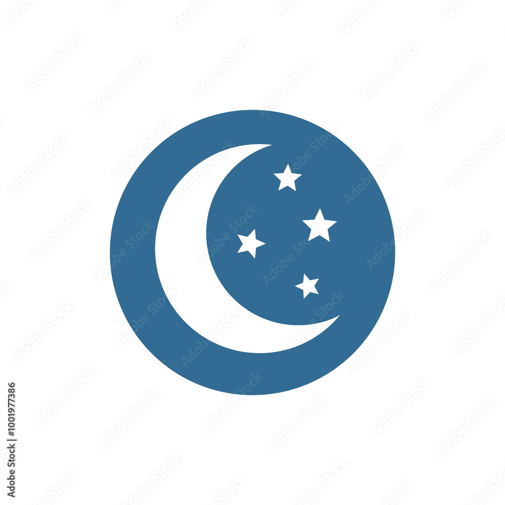 Moon Icon In Circle Button. Icon for Website or Mobile Phone Moon Icon In Circle Button. Icon for Website or Mobile Phone
