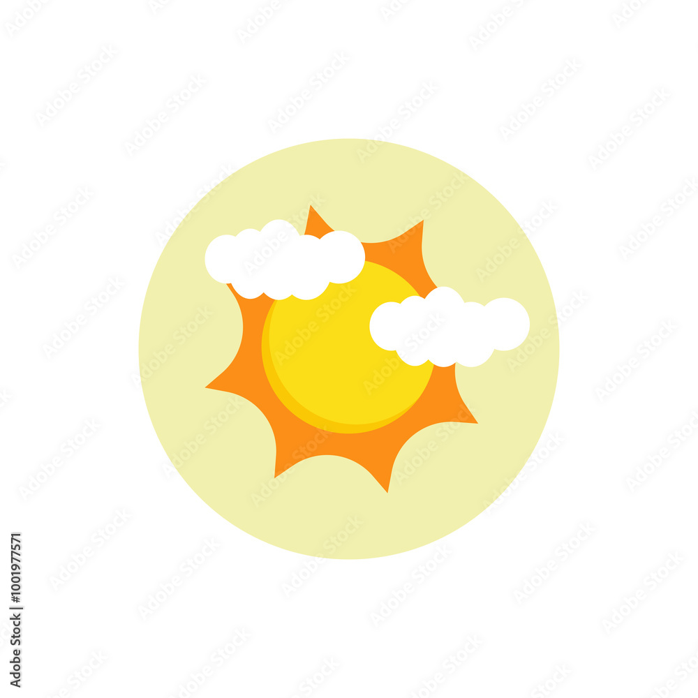 Sun in circle icon islolated on white background