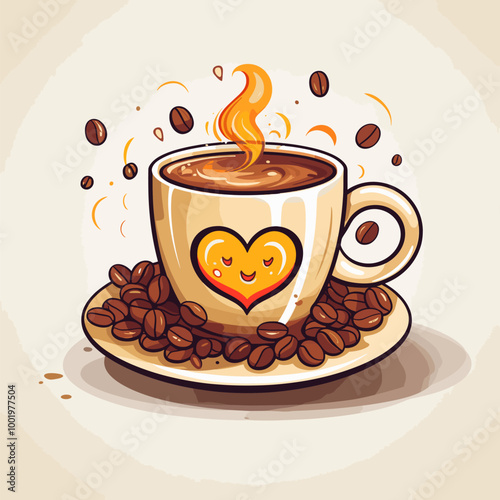 coffee cup with heart graphic design illustration