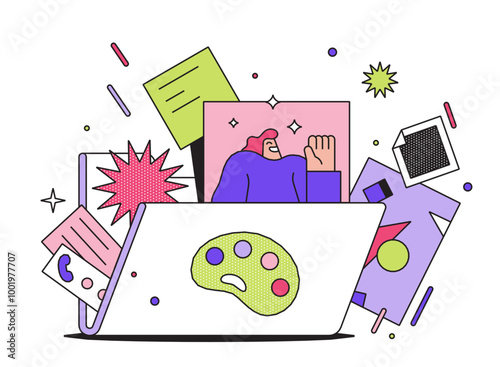 Designer's portfolio with creative work