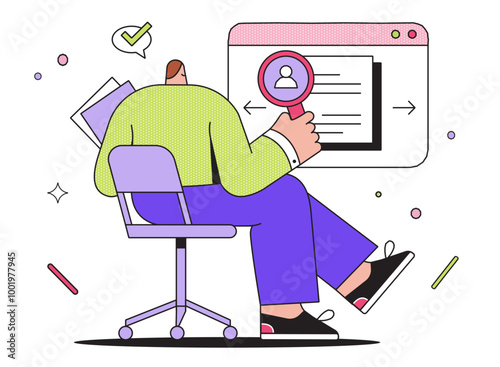 Man looks at the resumes of candidates for a vacancy