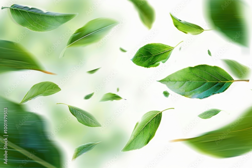 Green leaves flutter in the breeze. Green leaves flutter in the breeze.