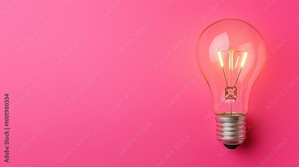 Glowing Light Bulb on Pink Background Inspiration Innovation Ideas Glowing Light Bulb on Pink Background Inspiration Innovation Ideas