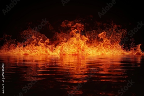 Fiery reflection on water