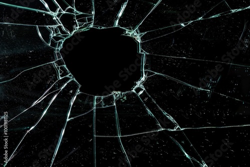 Wallpaper Mural Shattered glass with a hole Torontodigital.ca