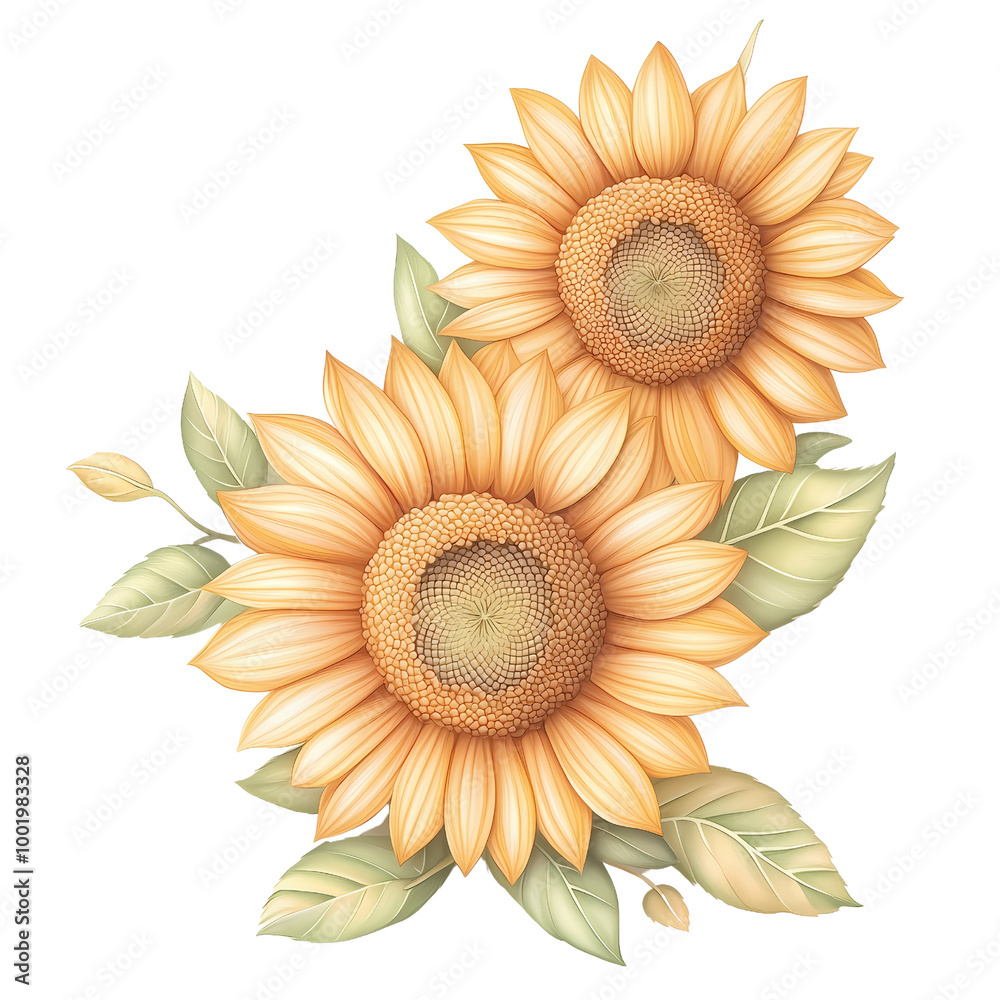 Fototapeta premium sunflowers Frame watercolor on Transparent background