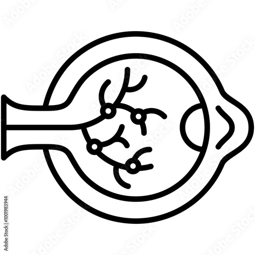 Retinopathy Icon. Cornea Diabetic Eye Pictogram Graphic Illustration. Isolated Simple Line Icon For Infographic, App and Web Button.