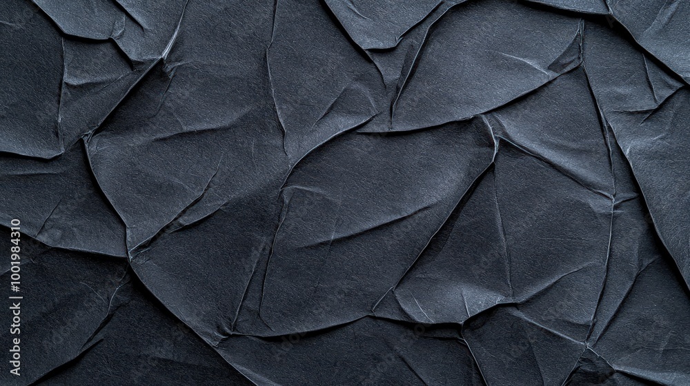 Obraz premium Crumpled Black Paper Texture Background Abstract Grunge Design