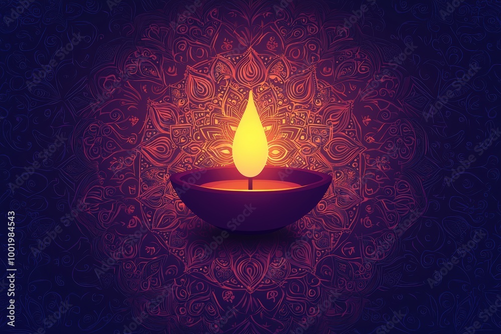 Lit diya on mandala Lit diya on mandala