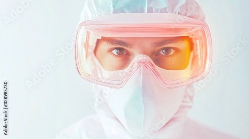 Scientific Researcher in Protective Gear Using Advanced Technology for Health Study photo