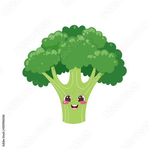 Broccoli Vegetable Cute Cartoon Fresh Animation Kawaii Healthy Character
