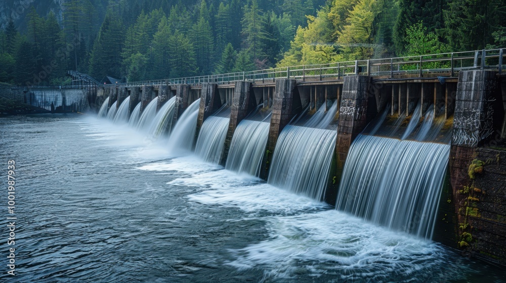 Serene Waterfall at a Hydro Power Plant Site Serene Waterfall at a Hydro Power Plant Site