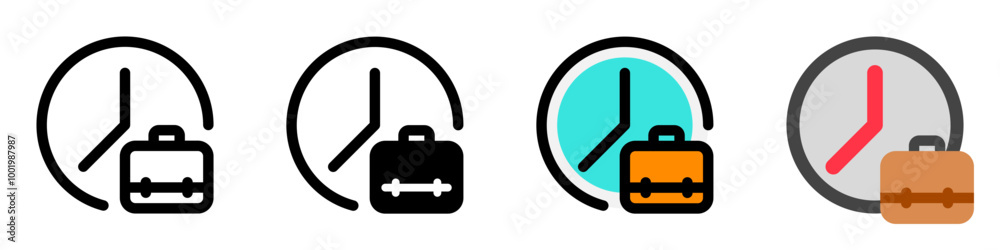 Fototapeta premium Editable work hour, freelancer, time, briefcase vector icon. Remote work, job, profession. Part of a big icon set family. Perfect for web and app interfaces, presentations, infographics, etc